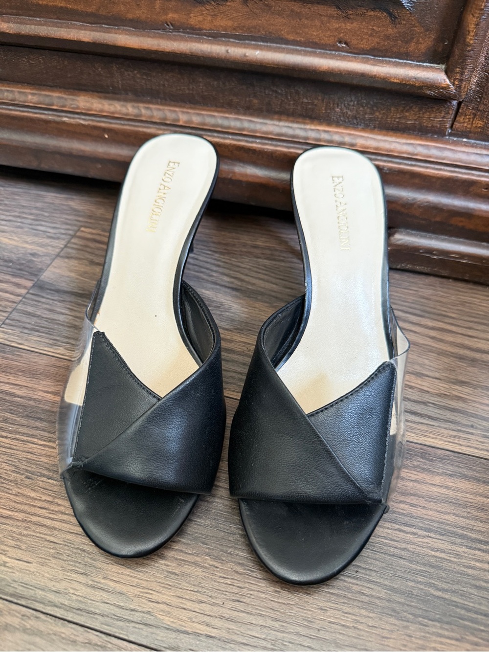 Enzo Angiolini Black Short Heels with Clear Panels